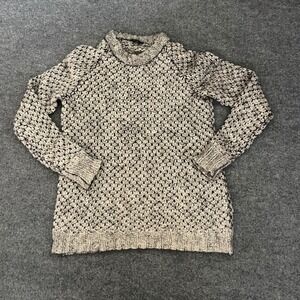 Theory Sweater Womens P Petite Grey Black Chunky Wool Mohair